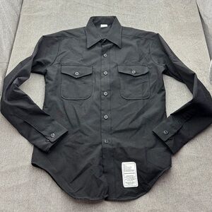 Vintage navy Black Men's Button-Up Shirt
